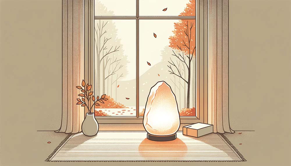 Salt lamp in the fall season