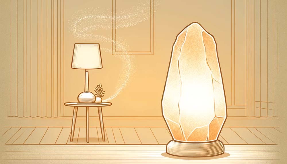 Cozy room with salt lamp and table lamp.